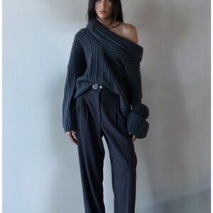 Oak + Fort Oversized Off Shoulder Knit Sweater